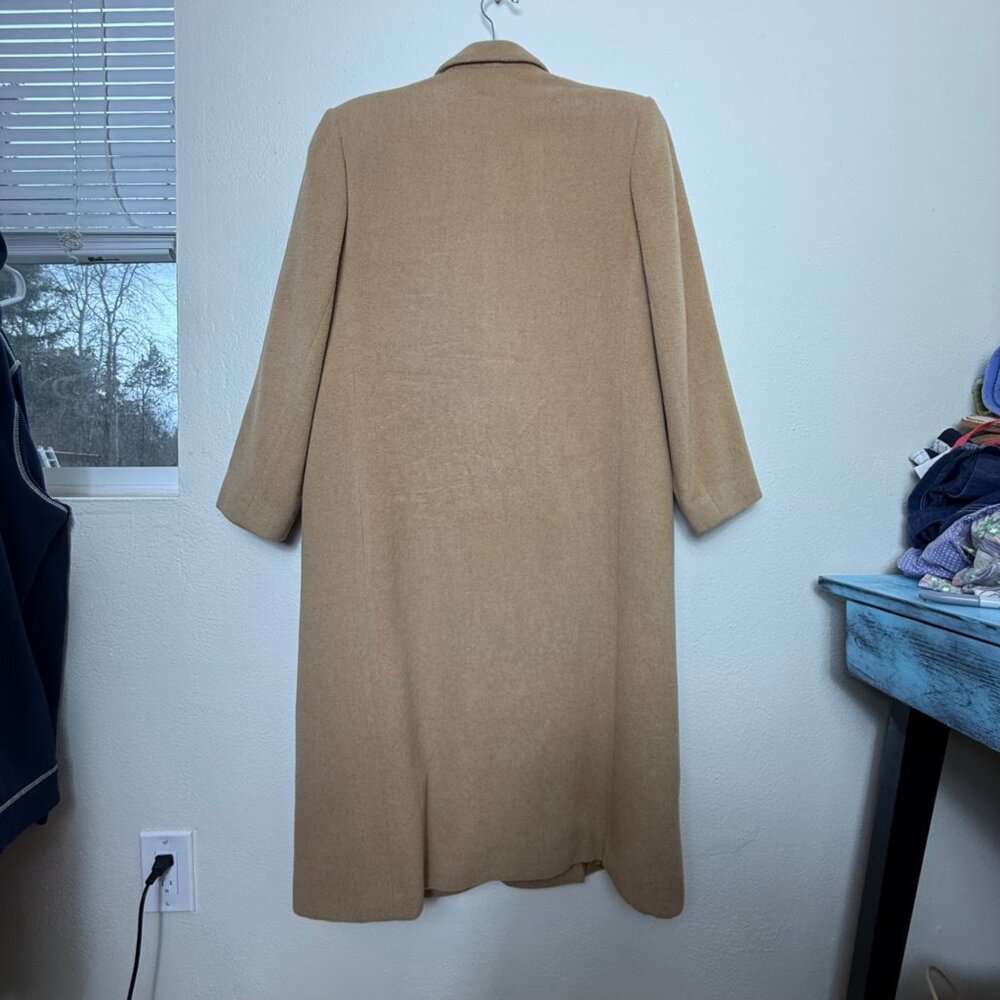 VTG Neiman Marcus Double-Breasted Camel Hair Coat With Satin Lining Sz L - Picture 5 of 9